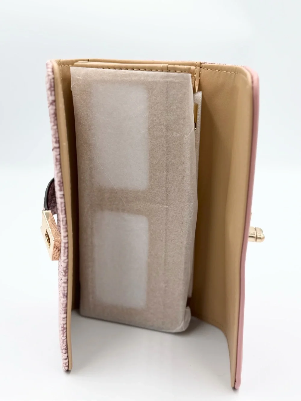 Pink Woven Clutch Wallet